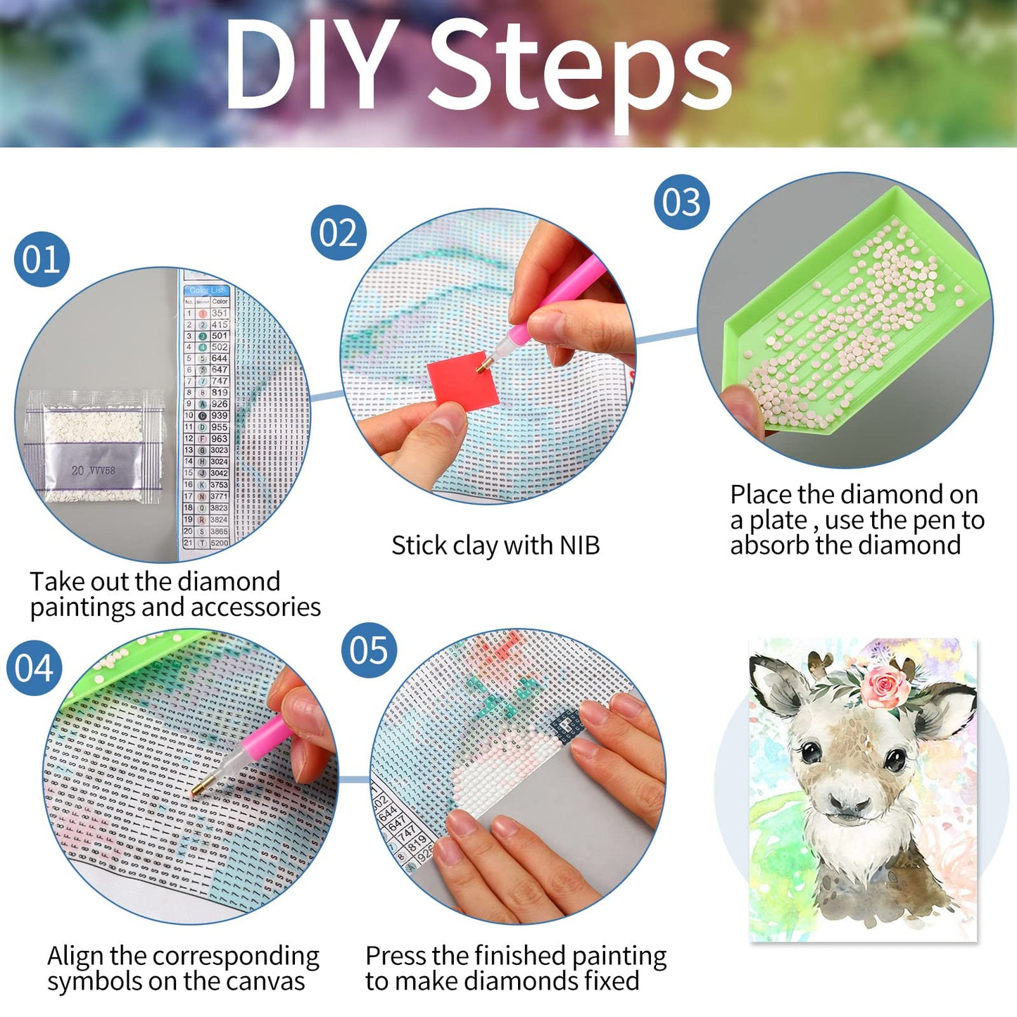 Containlol 6 Pcs Diamond Art Kits for Kids Cute Animals DIY Diamonds Art for Adults Beginners 5d Full Round Drill Diamond Painting Kit for Gift Home Wall Decor 14 X10 Inch