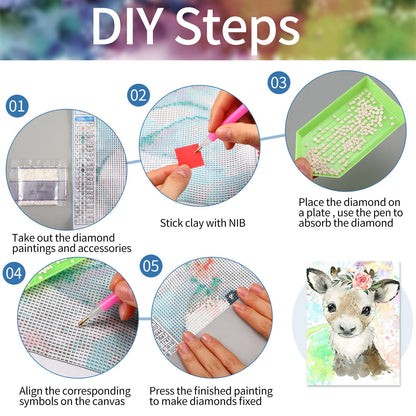 Containlol 6 Pcs Diamond Art Kits for Kids Cute Animals DIY Diamonds Art for Adults Beginners 5d Full Round Drill Diamond Painting Kit for Gift Home Wall Decor 14 X10 Inch