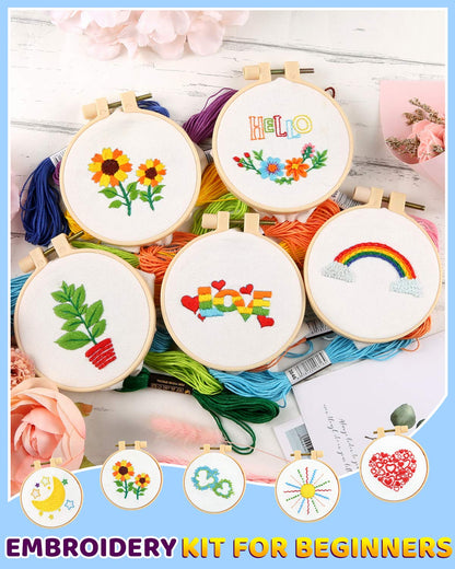 Pllieay 10 PCS Cross Stitch Kits for Beginners, Embroidery Beginner Kits for Kids 7-13, Include Instructions, Cross Stitch Kits with Pattern, Needlepoint Kits for Embroidery Projects