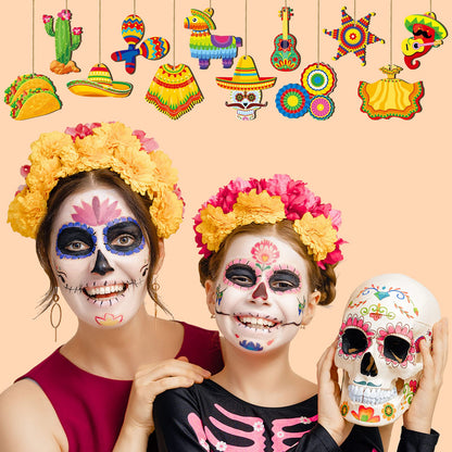 Maitys 24 Pcs Cinco De Mayo Tree Decorations Mexican Fiesta Wooden Ornaments Cinco De Mayo Tree Ornament Mexican Hanging Decoration for Holiday Party Supplies Outdoor