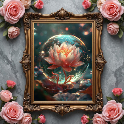 AUKVLZS Lotus Diamond Art Kits for Adults, Flower Diamond Painting Kits for Adults, 30x40cm DIY 5D Diamond Dots Gem Art for Beginners, Full Drill Diamond Arts and Crafts, for Gifts Home Wall Decor