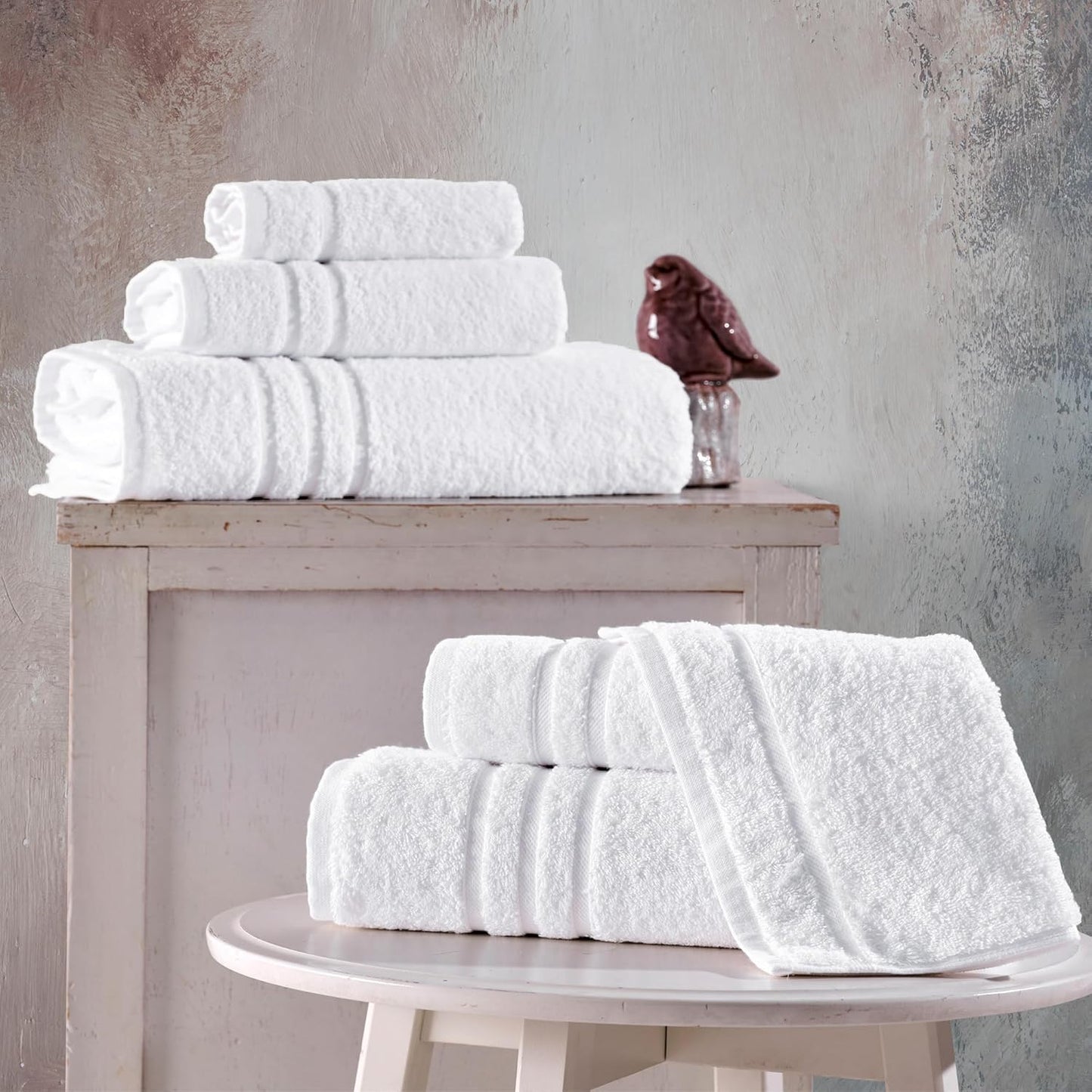 6 Set 2 2 2 Hawmam Linen White Piece Bath Towels for Bathroom Original Turkish Cotton Soft, Absorbent and Premium Bath