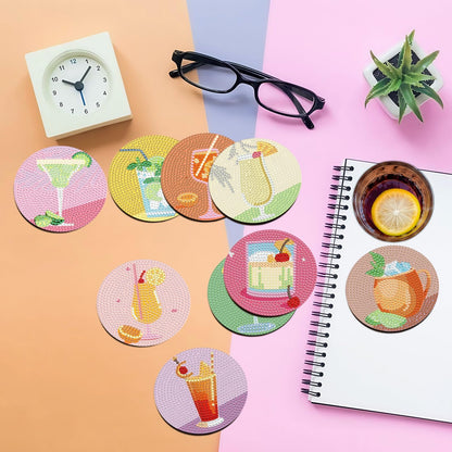 Bulerrylulu 6 Pcs Diamond Painting Coasters Kits with Holder,Diamond Art Coasters Set for Drinks Coffee Table, Gem Painting kit for Beginners Adults DIY Art Craft Gifts Home Decors (12pcs Cocktail)