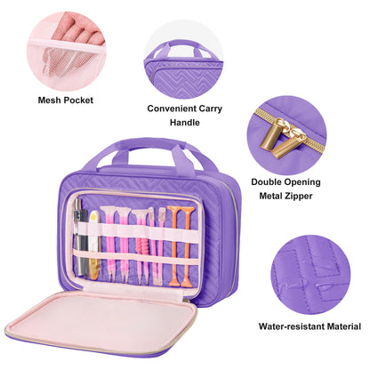Leudes Diamond Painting Storage Containers, 60 Slots Bead Storage Box for Diamond Art Kits Accessories Organizer Case (Only Bottles and Bag) (Purple-2(60 Jars))