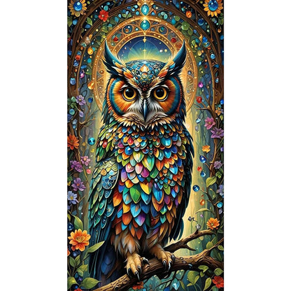 JATOK Large Diamond Art Kits for Adults, Full Round Drill Owl 5D Diamond Painting Kits for Beginners, DIY Gem Art Crafts Picture for Gift Home Wall Decor, 40x70cm/15.7x27.5inch