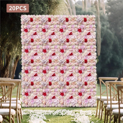 TYLPFH 20PCs Flower Wall Panel 40x60cm Artificial Flowers Backdrop Silk Fabric Wedding Garden Decoration