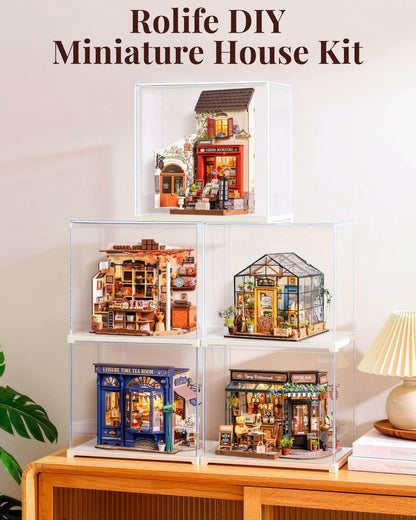 Rolife Book Nook Kit, Vienna Bookstore DIY Miniature Dollhouse Kit with LED Light, 1:18 Scale Miniature Wooden Puzzle for Adults, Mini Building Kit Bookshelf Library Theme Birthday Crafts Gift Decor