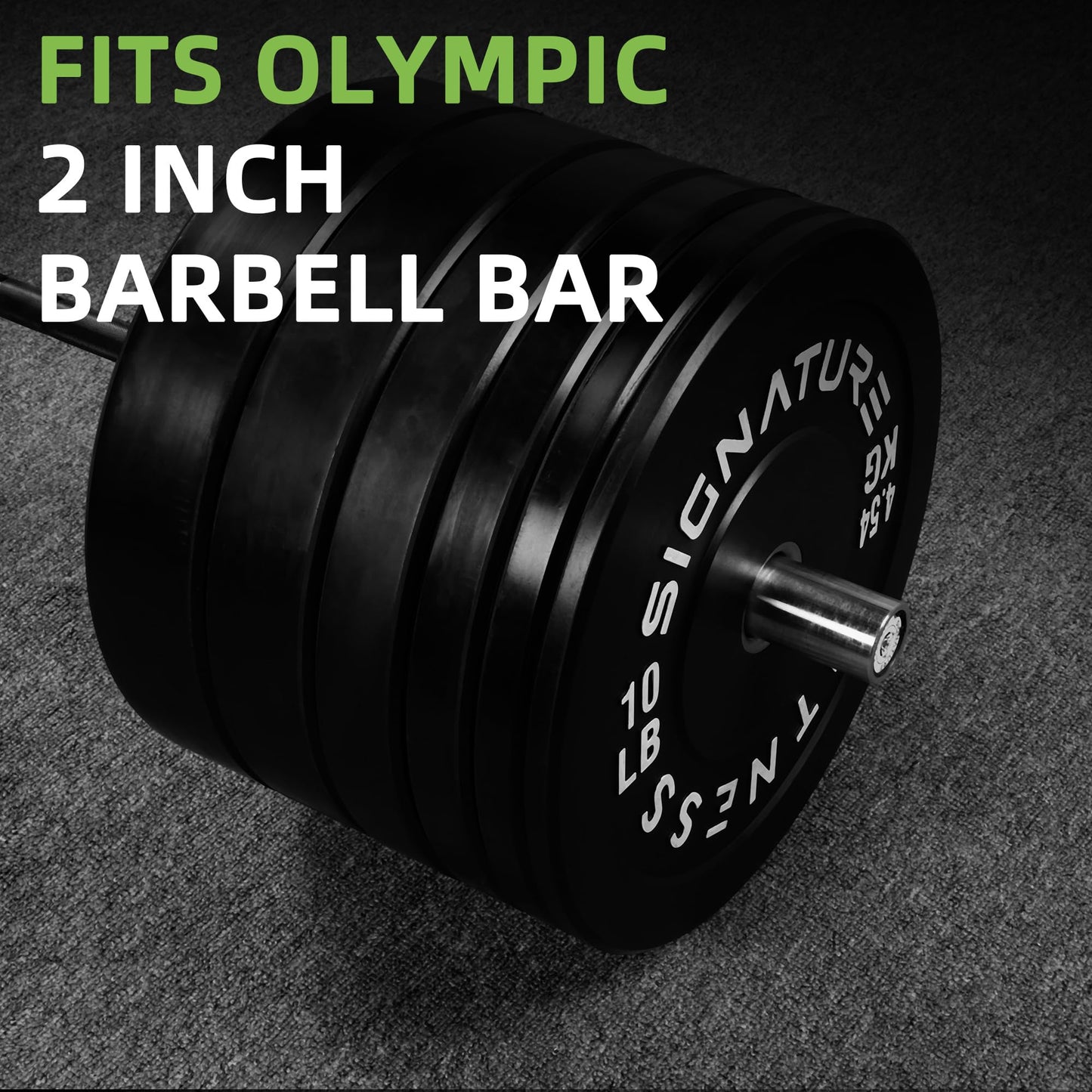 Fitvids Olympic Bumper Plates Set – 2" Weight Plates for Strength Training & Weightlifting – Set: 370 lbs – Black