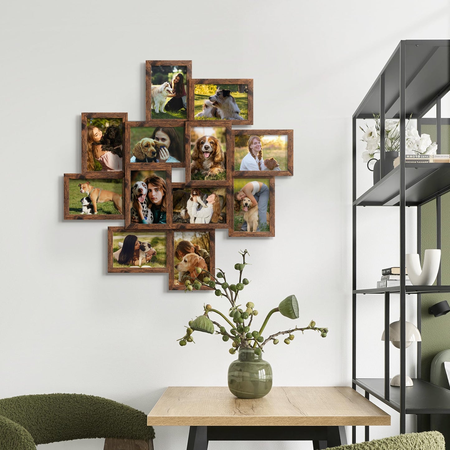 DUENPY 4x6 Collage Picture Frames, 12-Pack Solid Wood Photo Frame, Picture Frames Collage Wall Decor, Set with Glass Front, Assembly Required, Brown