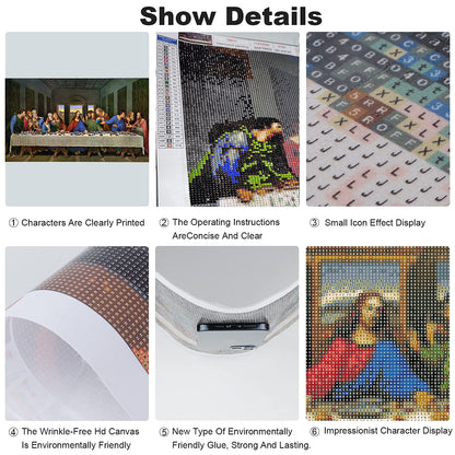 Diamonds Art Painting Kits for Adults DIY The Last Supper Christmas Gift 5D Round Diamonds Art Painting Full Drill Jesus Crystal Gem Home Wall Decor