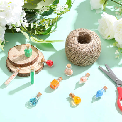 Honeydak 100 Pcs Small Mini Glass Bottles Jars with Cork Stopper Set Potion Bottle Tiny Refillable Wishing Bottles Drifting Bottle with Eye Screw Funnel Rope for DIY Bead Containers, 5 Shapes