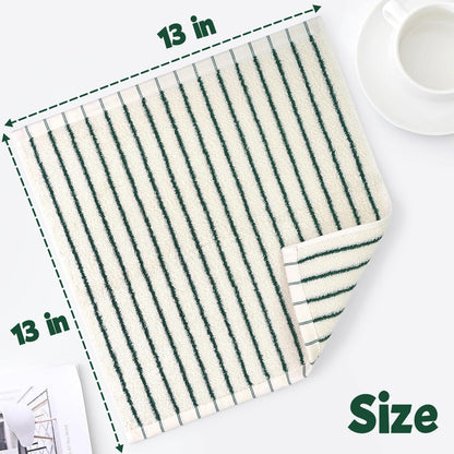 12 Pack, 13 13 Jacquotha Striped Cotton Washcloths x - Soft Wash Cloths for Bathroom, Kitchen, Gym, Face, Green