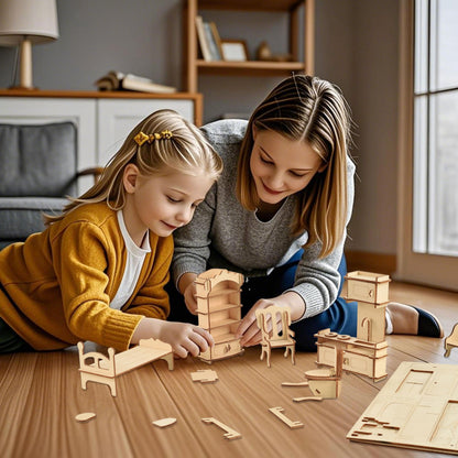 BOHS Wooden Dolls House Furniture 1/12 Scale - 3D Puzzles for Miniature Dollhouse Furniture Accessories - Large,28 PCS