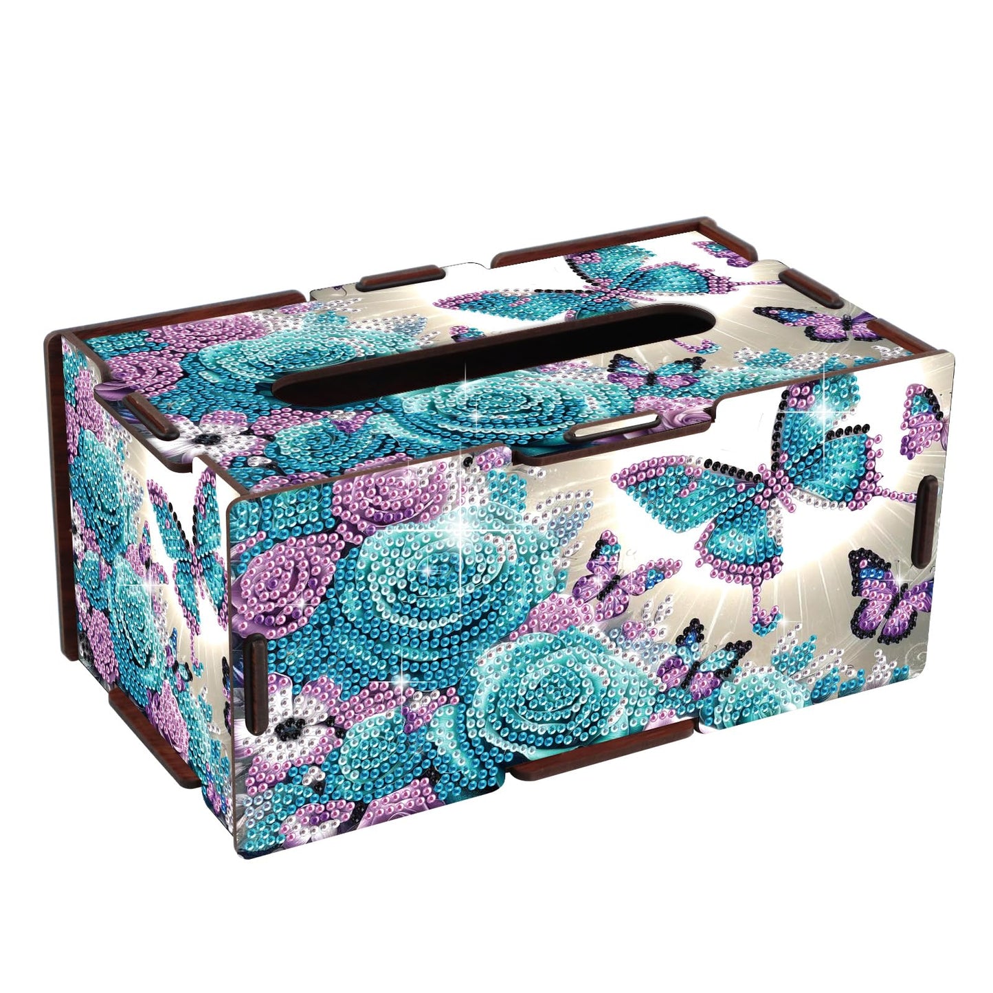 MVVMTOP Diamond Painting Tissue Box, DIY Butterfly and Flower Special Shape Diamond Art Partial Mosaic Handmade Making Tissue Storage Box Kit, Modern Home Dining Living Room Table Top Art Decoration