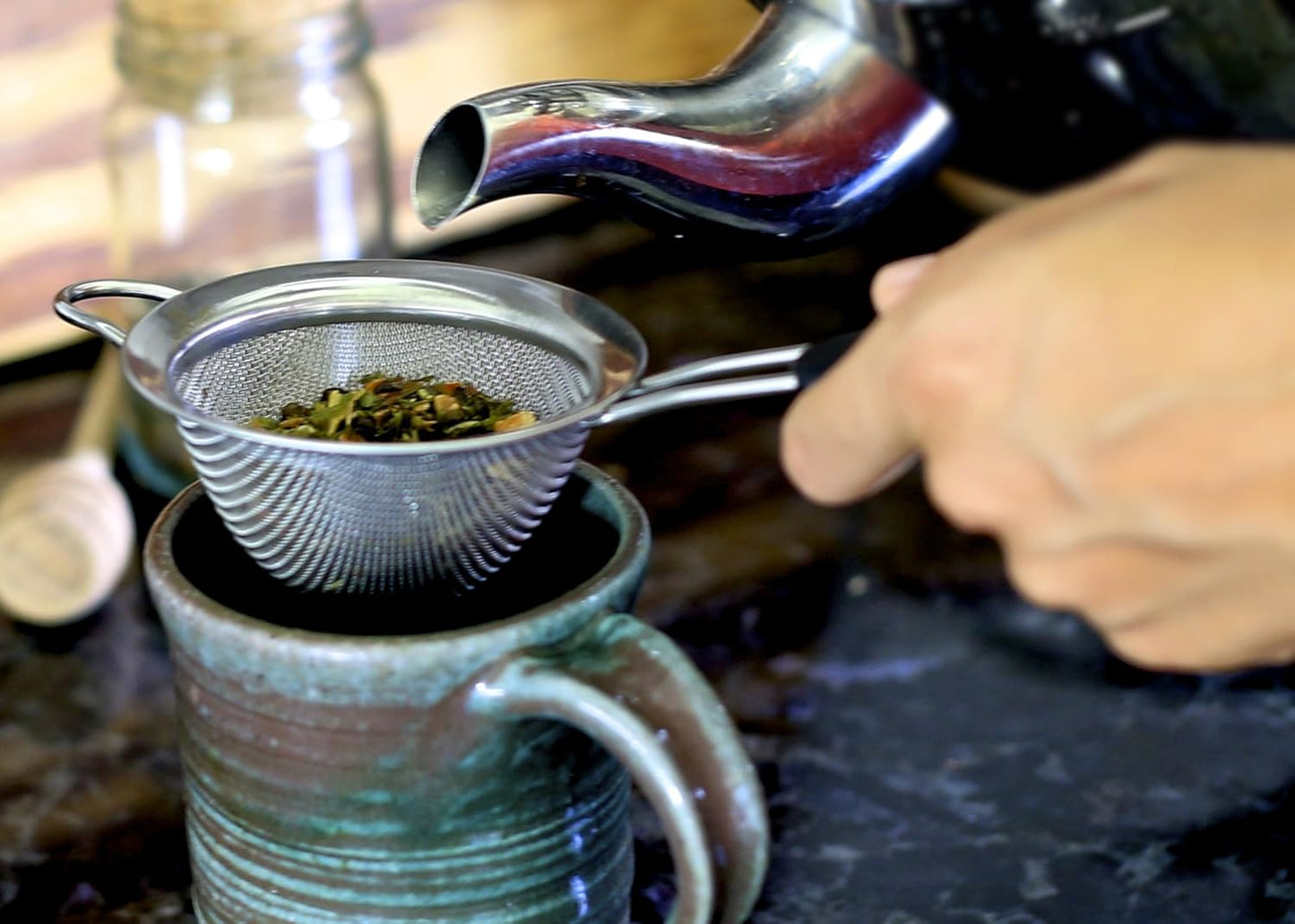 Fine Mesh Stainless Steel Mini Tea Strainer, 3 inch, Ideal for Straining Teas and Cocktails