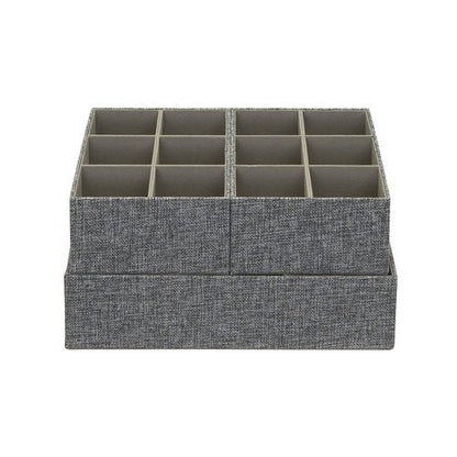 Household Essentials 3 Piece Drawer Organizers Starter Set, Customizable Inserts, Large Tray and 2 Small Trays, Graphite