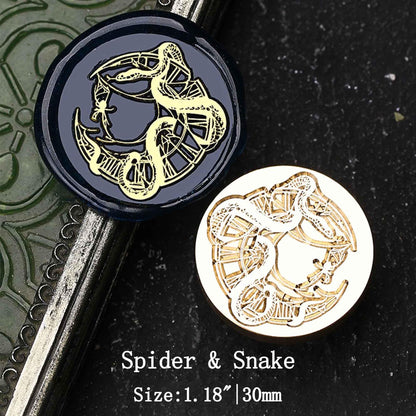 Ychostamp Halloween Wax Seal Stamp Kit - 6PCS Darkness Sealing Wax Stamp, Skull, Skeleton, Flower, Cow Head, Dandelion Seal for Halloween Wedding Invitation Card