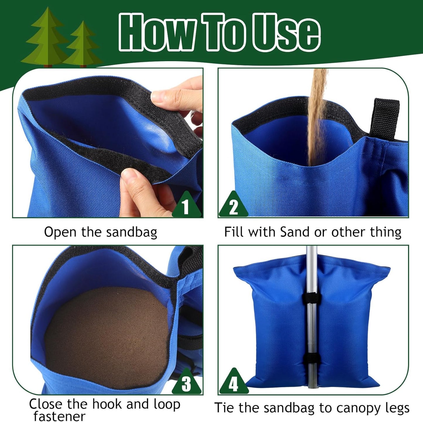 Woanger Extra Large Canopy Weights, 112 Lbs Heavy Duty Sand Bags for Pop Up Tent, 6 Pcs (Blue)