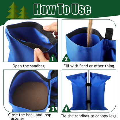 Woanger Extra Large Canopy Weights, 112 Lbs Heavy Duty Sand Bags for Pop Up Tent, 6 Pcs (Blue)