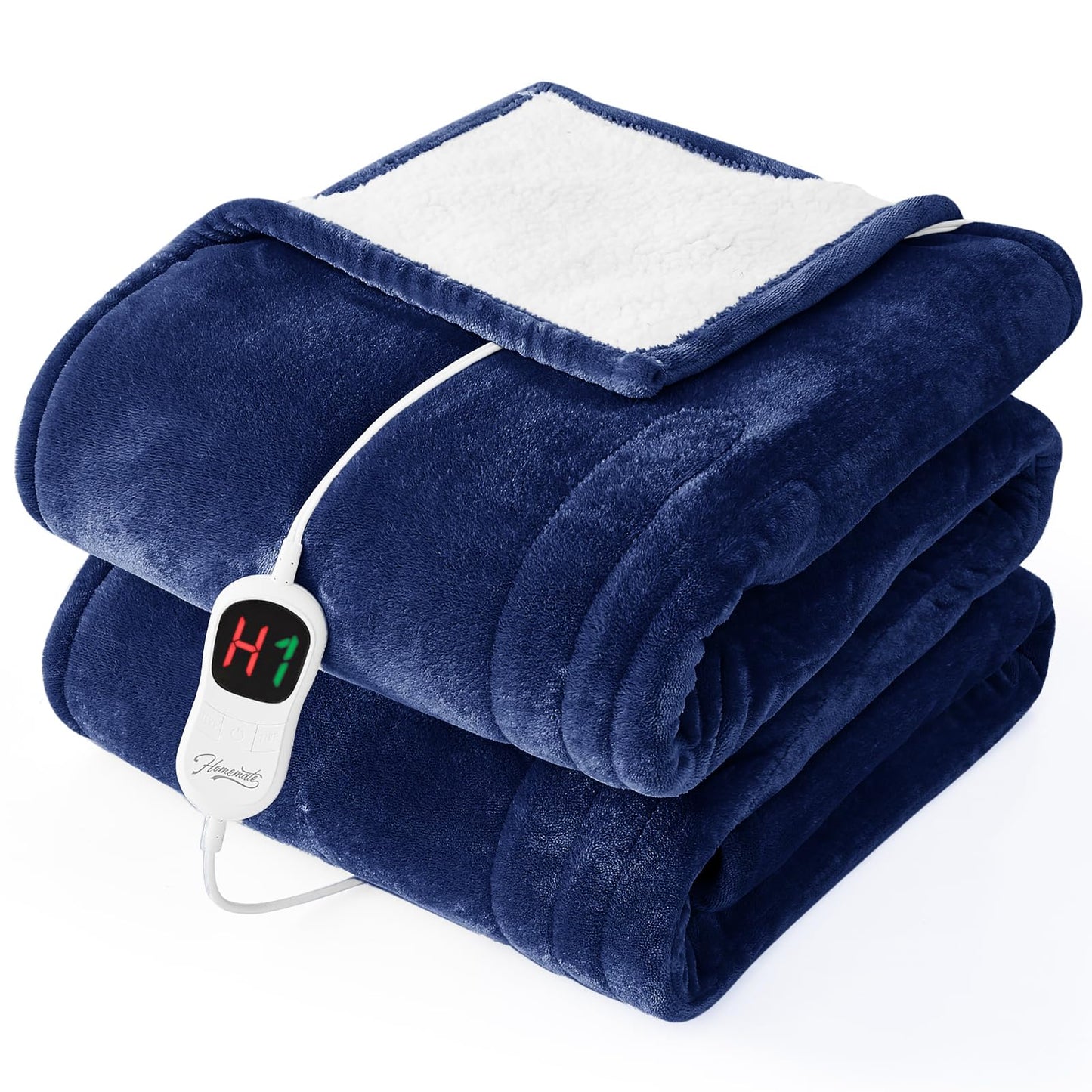 Homemate Electric Heated Blanket Twin - 62"x84" Heating Bed Blankets Throw with 10 Heating Levels 8 Hours Auto Off Fast Heating Over-Heated Protection Ultra Soft Warm Flannel ETL Certified Grey