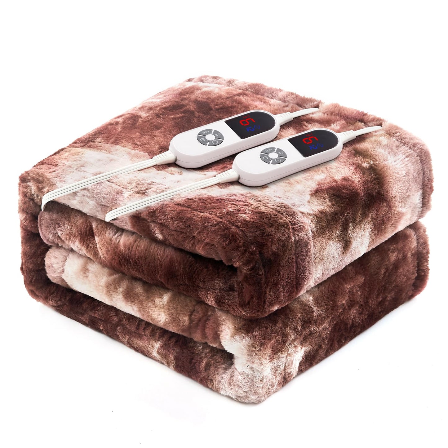 Electric Heated Blanket 50"x60",Luxury Grey Faux Fur Electric Throw Blanket,Fast Heating Soft Fluffy Thick Electric Blanket with 6 Heating Levels & 12H Auto Off