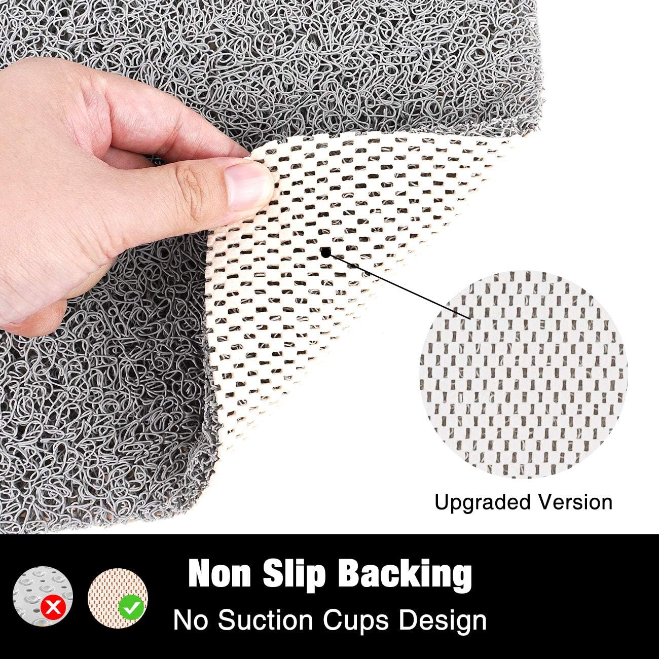 MAPLEZ Non-Slip Bath Mat for Tub, Quick Drying Shower Mat for Wet Areas, 24"x16", Grey