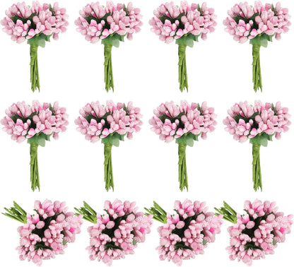 144Pcs PATIKIL Mini Artificial Pip Berry Picks Bunch, Fruit Flower Stamens for Craft DIY Wreaths Wedding Floral