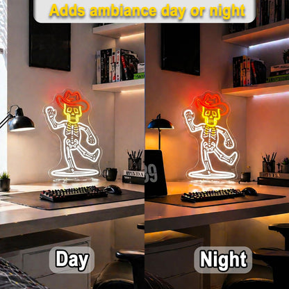 HSJNJKFU White & Red & Yellow Neon Sign for Wall Decor Led Light Sign Neon Light for Room Party Home Wall Decor USB Powered - Cow Skeleton