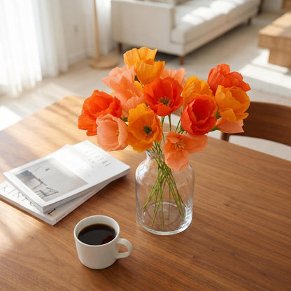 Mybbshower Orange Crepe Paper Poppy Flower DIY Making Kit Home Decoration Table Decor Pack of 24 pcs