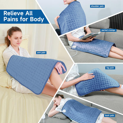 Heating Pad for Back, Large Heating Pads for Body Muscle Pain Cramps Relief, 6 Heat Settings Machine Washable Electric Heating Pad, Birthday Christmas Gifts for Women Mom