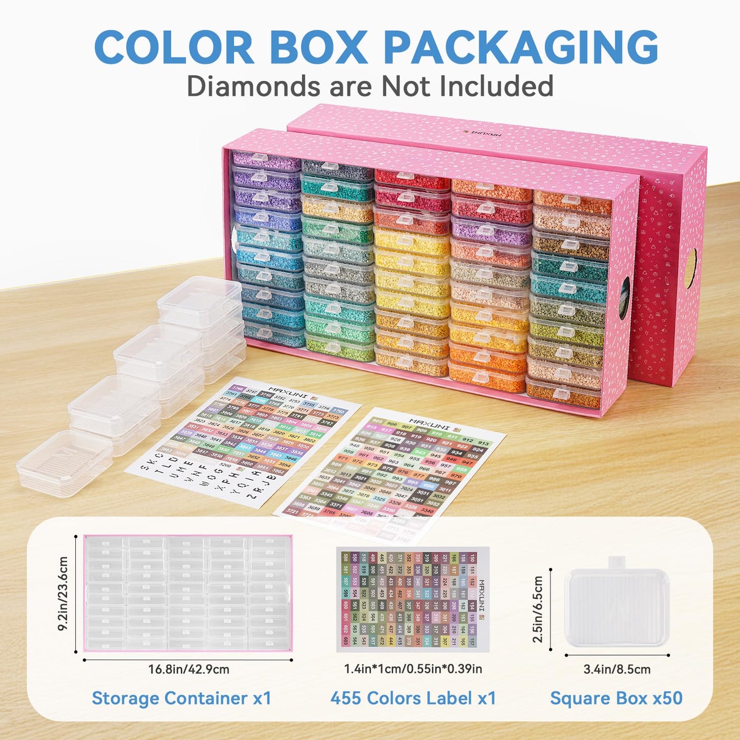 Maxuni 50pcs Diamond Painting Trays with Lids - Thickened Diamond Art Storage Containers, Stackable Diamond Art Trays, Painting Organizer Accessories for 5D Art Beads Storage & Line-Up