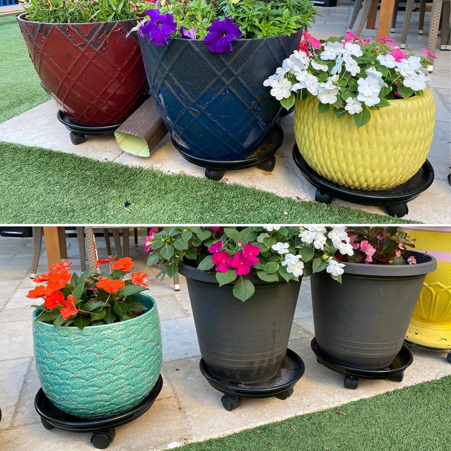 5 Packs 11.8" Plant Caddy With Wheels Plastic Rolling Stands Heavy-Duty Dolly With Casters Indoor Outdoor Wheeled