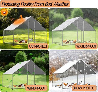 11.3 6.3 (2 Pack) Chicken Coop Cover Waterproof and UV, * FT Chicken Run Cover for Winter with Ball Bungees Cords