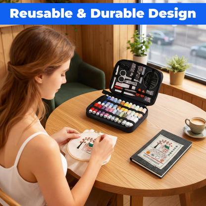 Upgraded 2026 Embroidery Stitch Book Kit for Beginners | 106 Patterns, 65 Water Soluble Designs, 86 pcs Sewing Supplies Set with Hoop | Complete Set | DIY Craft Cross Stitch Practice Book