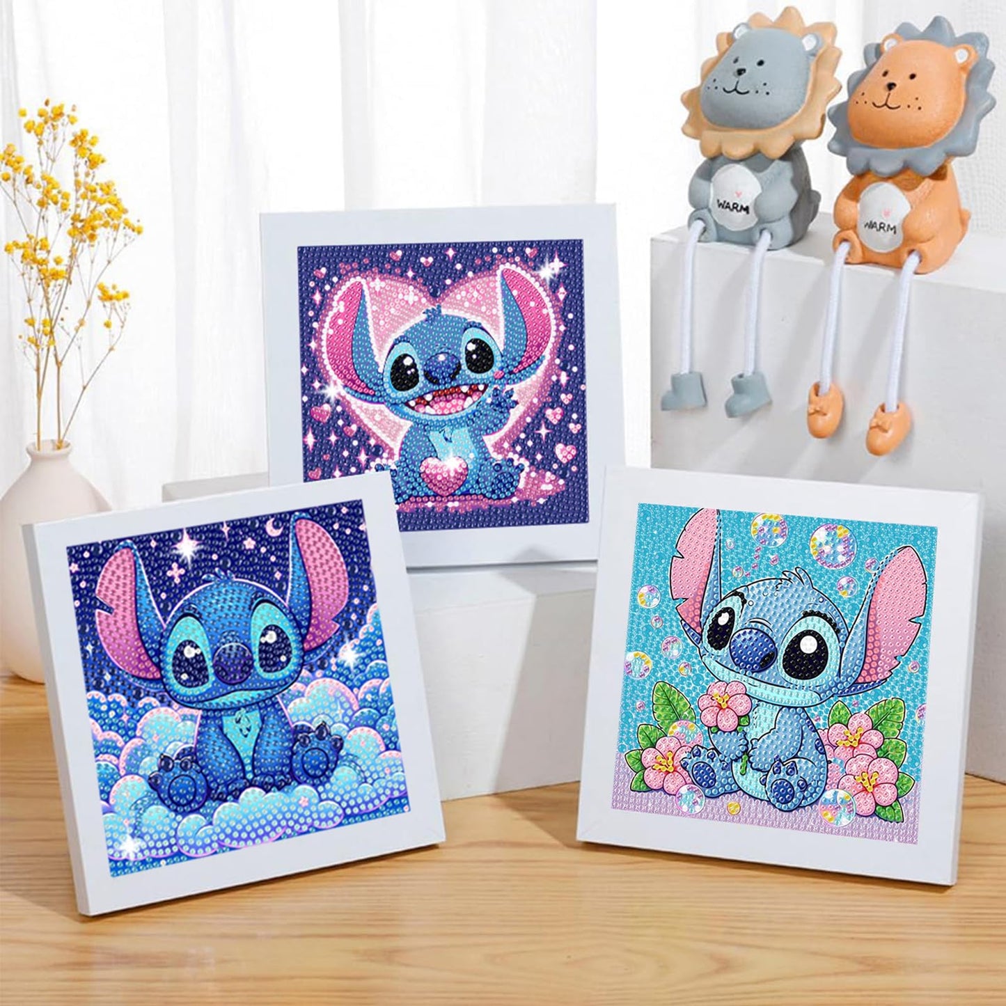 Gearock 6 Pack Diamond Art Painting Kits for Beginners, Easy DIY Cute Heart Big Gem Art Kits for Cartoon Lovers Halloween Christmas Birthday Gifts, 6x6 Inch