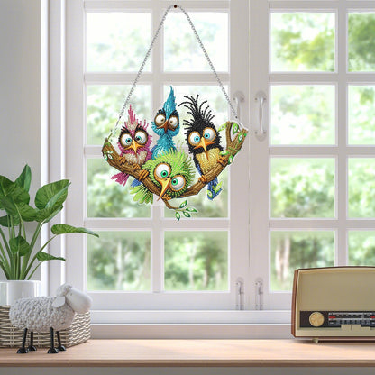 MUNORIAY Diamond Art Hanging Kit for Adult,DIY Acrylic Double Sided Bird Diamond Art Painting Window Suncatchers Pendants,Diamond Hanging Kit Crystal Gem Craft for Home Garden Wall Decor