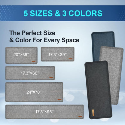Ergohead Anti Slip 7/8 inchs Anti Fatigue Kitchen Floor Mat, Ergonomic Comfort Standing Mat, Waterproof Kitchen Runner for Home, Kitchen, Office, Laundry, Garage (Light Gray, 17.3" x 60" -0.87")