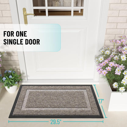 OLANLY Waterproof Front Door Mat - All-Season Indoor/Outdoor Doormat, Easy Clean, 29.5x17, Khaki/White