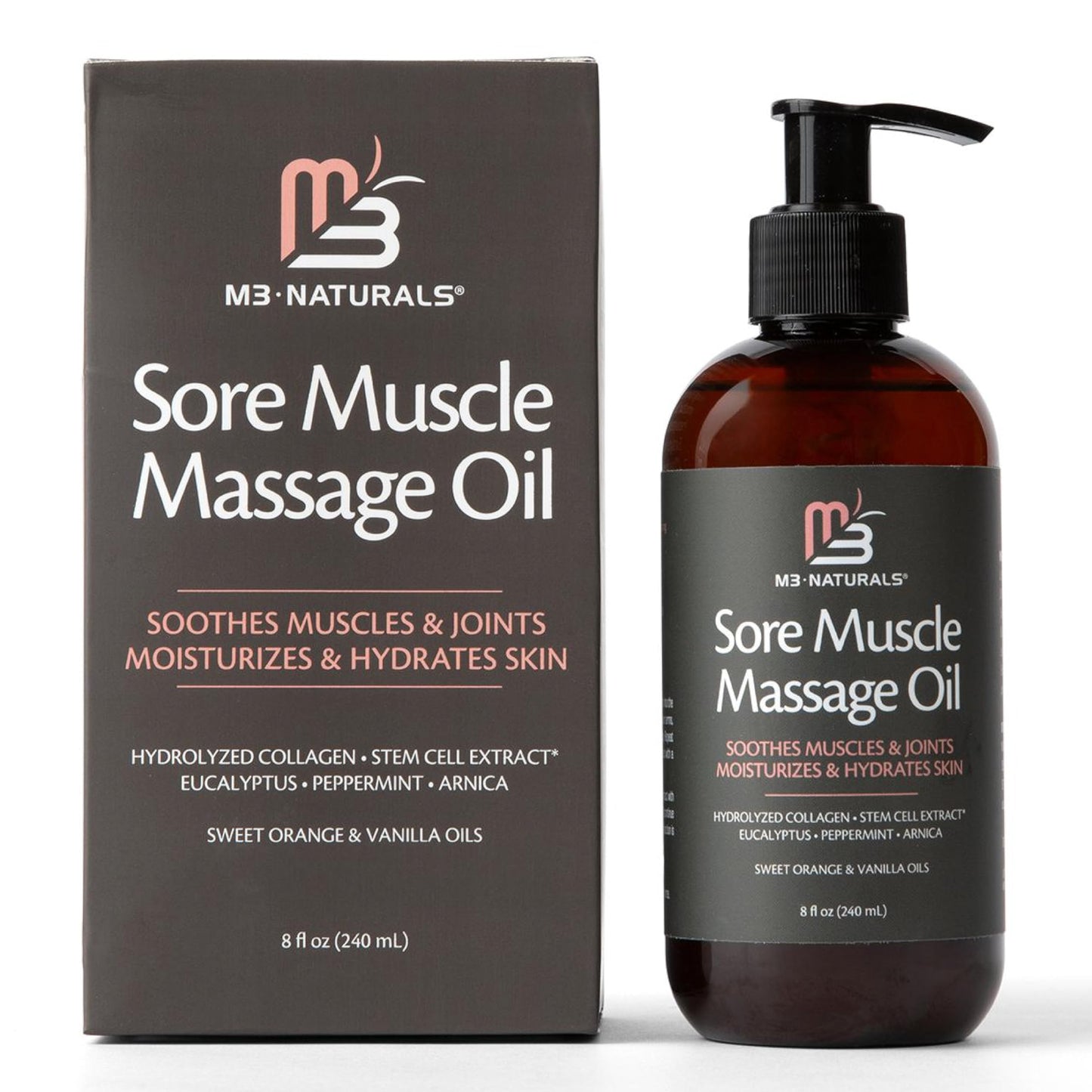M3 Naturals Firming Body Massage Oil with Collagen & Stem Cell – Helps Smooth The Appearance of Cellulite & Improve Skin Texture – Refreshing Aromatherapy Body Oil for Legs & Full Body – 16 Fl Oz