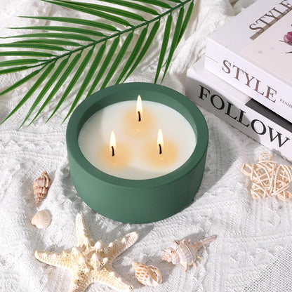 Viyffo 20oz Large Scented Candle - Lemongrass & Bergamot, 3 Wick Home Scented Candle for Women and Men, Non Toxic Soy Candle, Green Ceramic Jar, Luxury Home Fragrance, Spring Décor & Birthday Gift