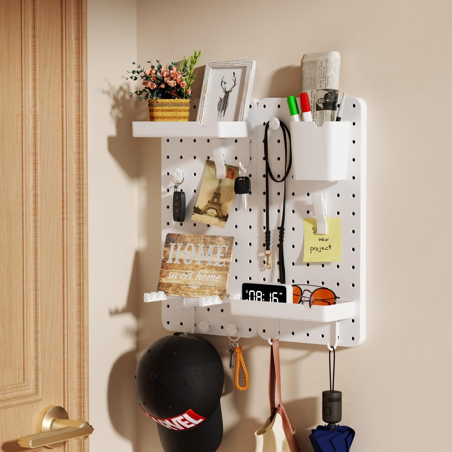 DAIMOT Pegboard Combination Kit - Pegboards and Accessories Modular Hanging for Wall Organizer, Crafts Organization, Ornaments Display, Nursery Storage, Peg Board (2)