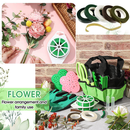 207 Pcs Flower Arrangement Supplies Florist Garden Tool Gift Kit for Women Include Green Tool Bag Thorn Remover Rose Stripper Outdoor Hand Tools Stem Pruning Shear Gloves Stem Wire Etc Wedding DIY Kit