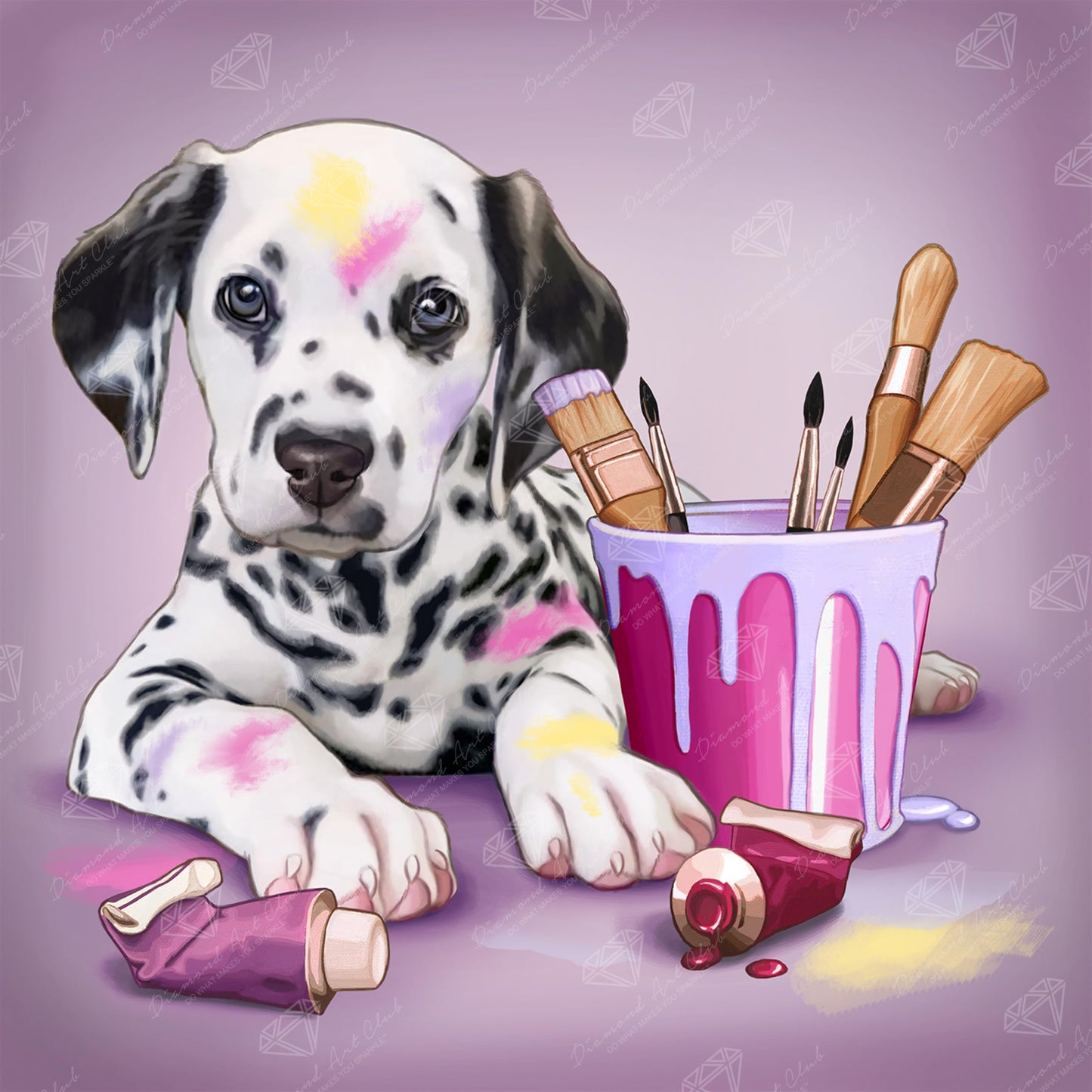 DIAMOND ART CLUB Paint Me Beautiful - Dalmation Diamond Painting Kit, Fun DIY Crafts for Adults, Round Diamond Art Canvas, 13" x 13" (33 cm x 33 cm)