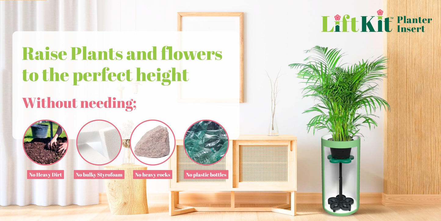 Lift Kit Planter Insert Tall Tapered Plant Riser Fill Bottom of Tall Flower Pots and Large Plant Containers | Indoor and Outdoor (11-17” Rise, 6" Base, 10" Top)