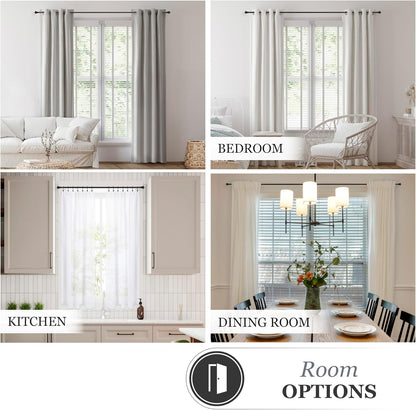 Kenney Kiera Crown Adjustable Curtain Rod, 28 to 48 Inches, Extendable Set, Matte Black