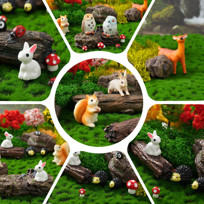 FCKLVMC 43 Pcs Mini Fairy Garden Accessories Outdoor Kit, Fairy House Accessories Including Resin Animals, Miniature Figurines Micro Landscape Ornaments, Fairy Garden Starter Kit for DIY Dollhouse