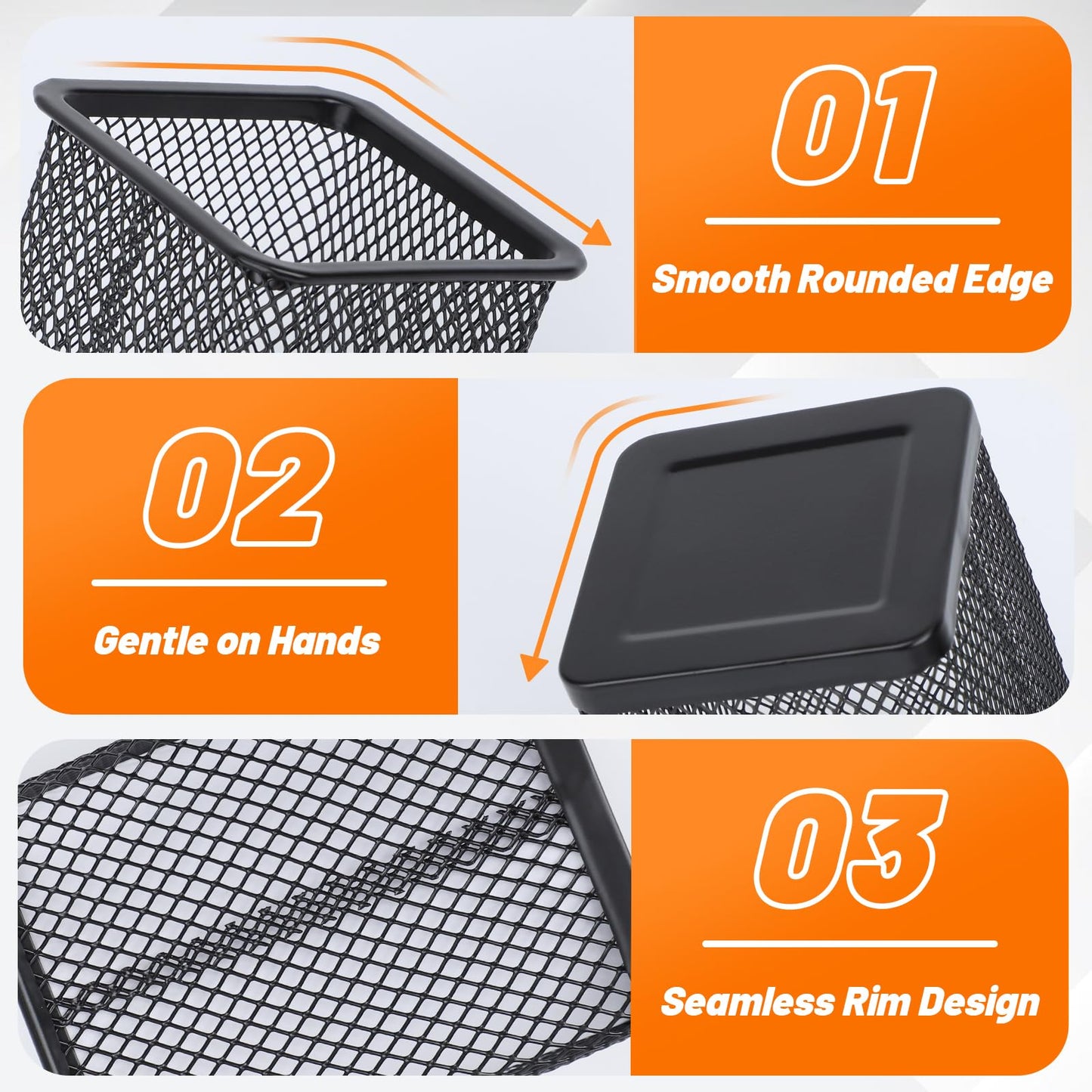 Segarty Square Pen Holder, 3 Pack Black Pen Holder for Desk, Metal Mesh Pencil Cup Container Desktop Accessories Organizer for Office, School, Home, Makeup Brush