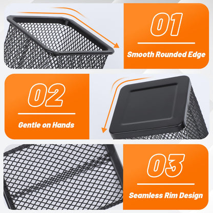Segarty Square Pen Holder, 3 Pack Black Pen Holder for Desk, Metal Mesh Pencil Cup Container Desktop Accessories Organizer for Office, School, Home, Makeup Brush