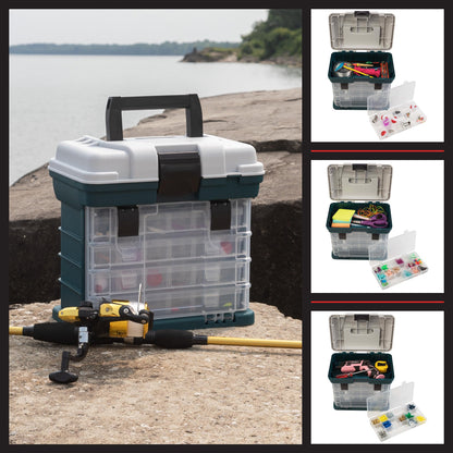 Portable Tool Box - Small Parts Organizer with Drawers and Customizable Compartments for Hardware, Fishing Tackle, Beads, or Crafts by Stalwart (Gray)