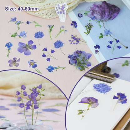 Koqye 215PCS Aesthetic Scrapbook Paper Pack, Junk Journal Supplies Starter Kit with Floral Stickers, Scissor, Quick Dry Glue Pen, Scrapbook Kit for Planner DIY Arts Craft Collage(Mystic Amethyst)